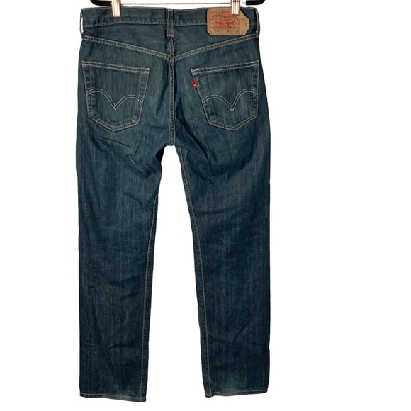 Vintage 90s Levis 501 Jeans Mens 32x34Dark Wash Straight Leg Button Fly Stretch - Picture 2 of 15